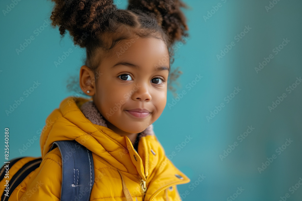 Happy Black Girl with Backpack Outside Ready for Back to School or Hiking Adventure Happy Black Girl with Backpack Outside Ready for Back to School or Hiking Adventure