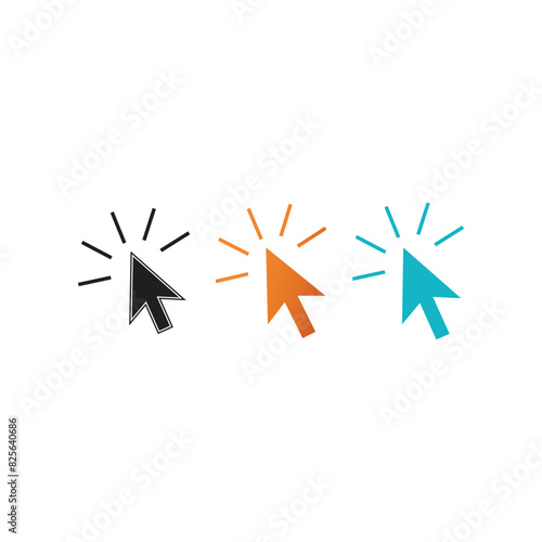 Computer mouse click cursor icon in trendy flat design