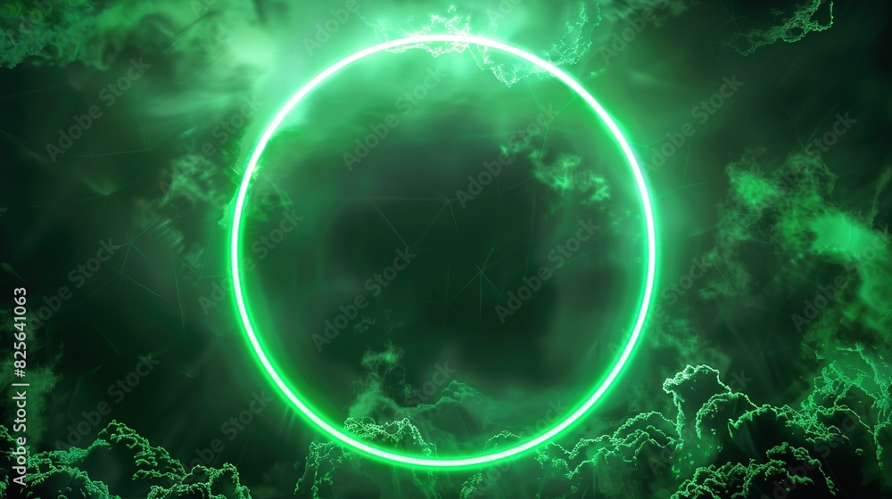Circle Neon Green Color - Geometric Ring on Dark Background

