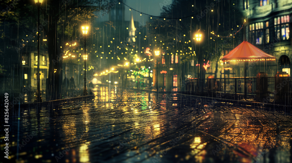 Obraz premium night city street