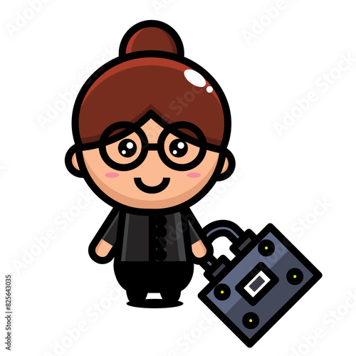 illustration of female lawyer suitcase