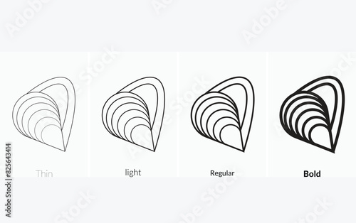 mussel icon. Thin, Light Regular And Bold style design isolated on white background