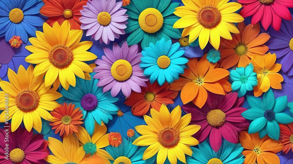 3D background colorful floral pattern illustration