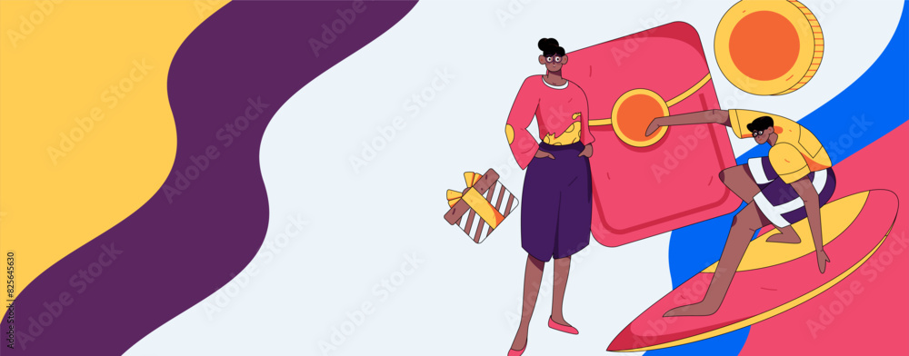 Holiday shopping people doing e-commerce online shopping flat vector concept operation hand drawn illustration
Holiday shopping people doing e-commerce online shopping flat vector concept operation hand drawn illustration