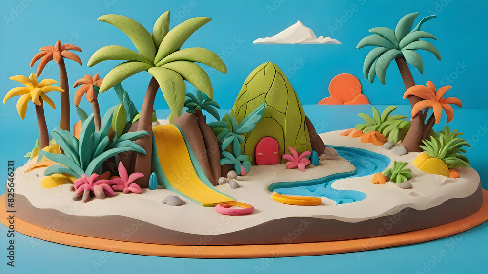 Obraz premium Clay art tropical beach