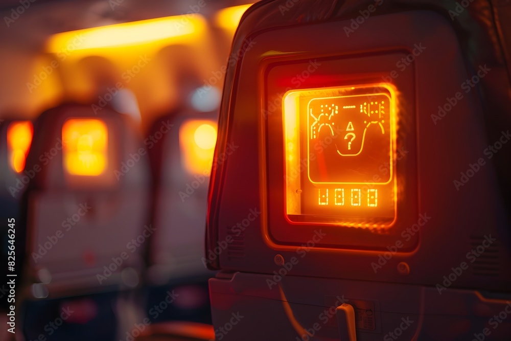 Illuminated Seatbelt Sign During Turbulence in Aircraft Cabin Illuminated Seatbelt Sign During Turbulence in Aircraft Cabin