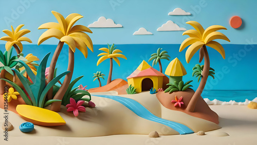 Clay art tropical beach