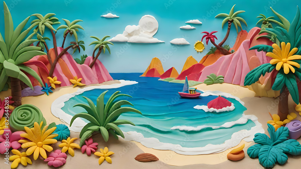 Obraz premium Clay art tropical beach