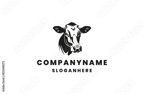 Head cow style logo icon design template flat vector