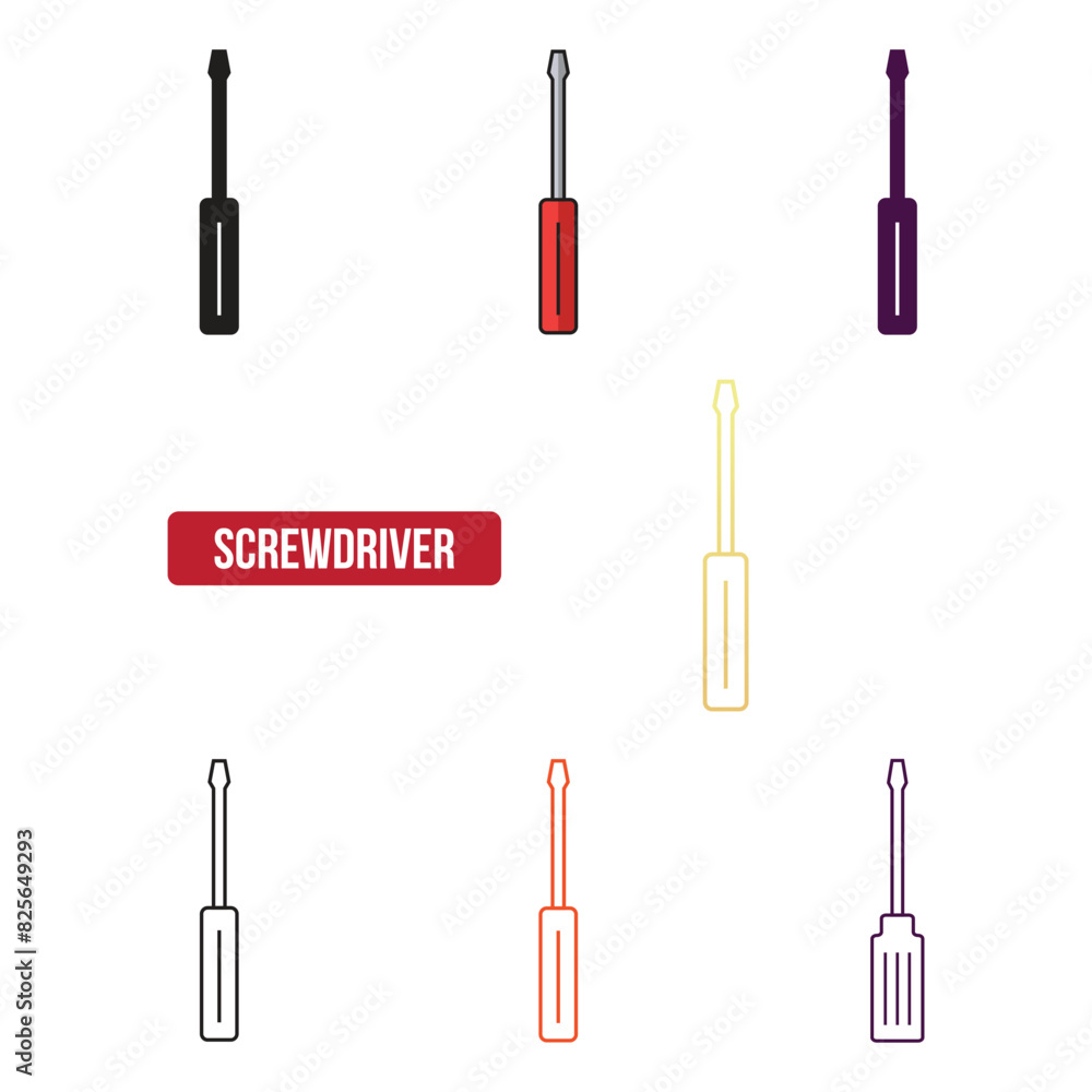 Flat screwdriver icon set. symbol vector Illustration. Flat screwdriver icon set. symbol vector Illustration.