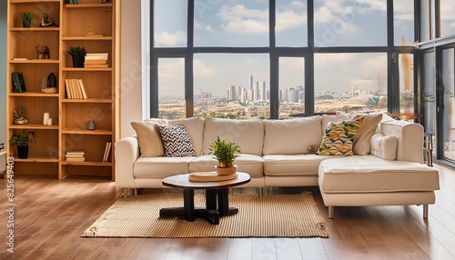 Living room with skandinavian industrial model photo