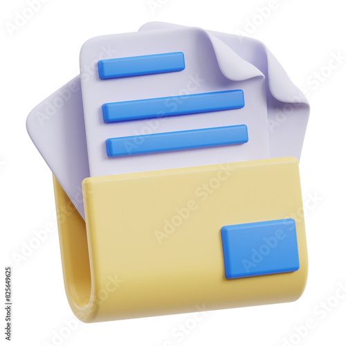folder and document business 3d icon illustration