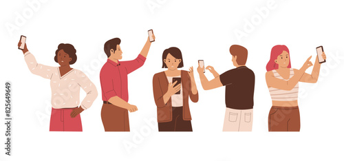 People are sad because the iphone signal is bad. Flat illustration concept