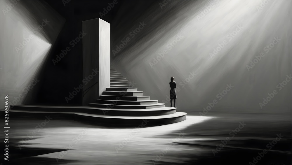 Obraz premium A short story exploring the contrast of light and darkness against a black and white background ai_generated