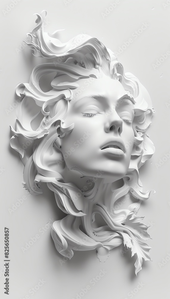 3D sculpture flat design top view artistic theme 3D render Black and white 3D sculpture flat design top view artistic theme 3D render Black and white