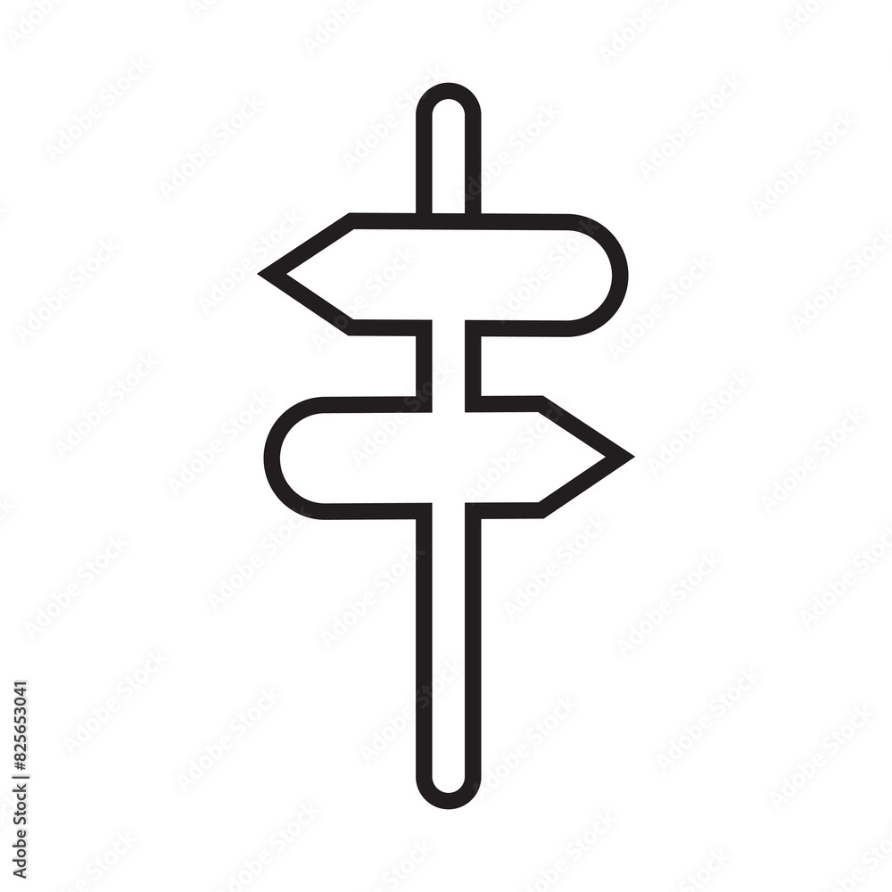 Signpost icon, direction line icon isolated. Signpost icon, direction line icon isolated.