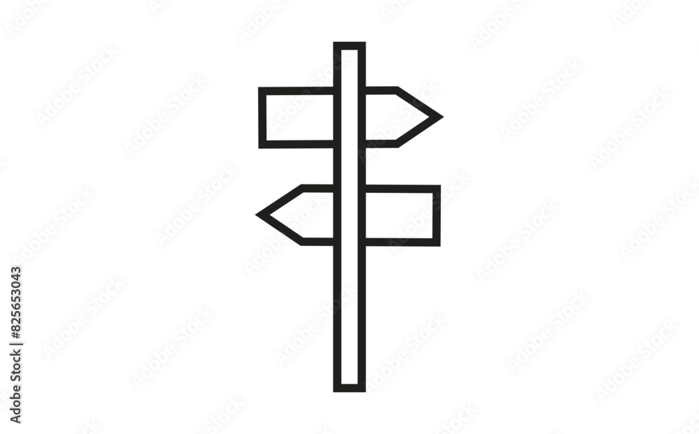 Signpost icon, direction line icon isolated. Signpost icon, direction line icon isolated.