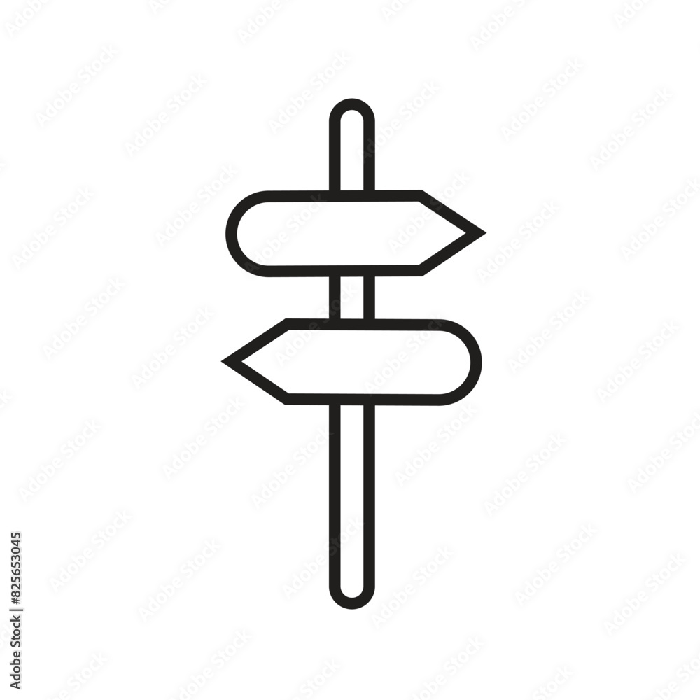 Signpost icon, direction line icon isolated. Signpost icon, direction line icon isolated.