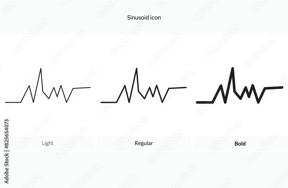 Sinusoid icon. Light, Regular And Bold style design isolated on white background Sinusoid icon. Light, Regular And Bold style design isolated on white background