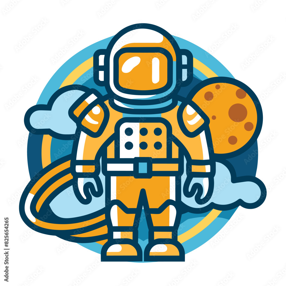 Astronaut in Space Suit Standing on a Planet with a Ring Around It Astronaut in Space Suit Standing on a Planet with a Ring Around It