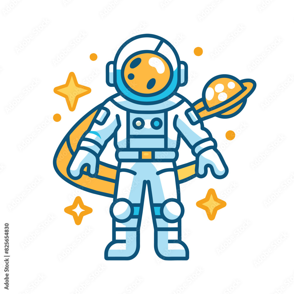 Astronaut Illustration with Space Elements Astronaut Illustration with Space Elements