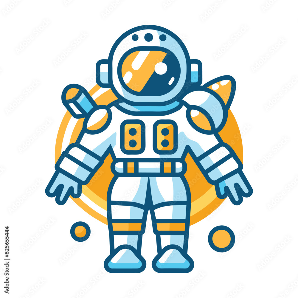 Astronaut in Space Suit with Yellow and Blue Details Astronaut in Space Suit with Yellow and Blue Details
