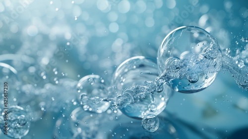 The image is of a stream of water with many small bubbles
