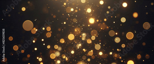 Poussière d'étoile scintillante d'or scintillant tombant fond bokeh abstrait brillant photo