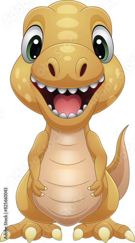 Cartoon happy little T rex 