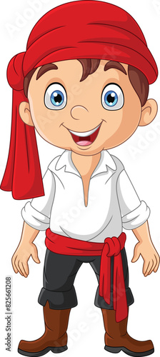 Cartoon happy little pirate boy