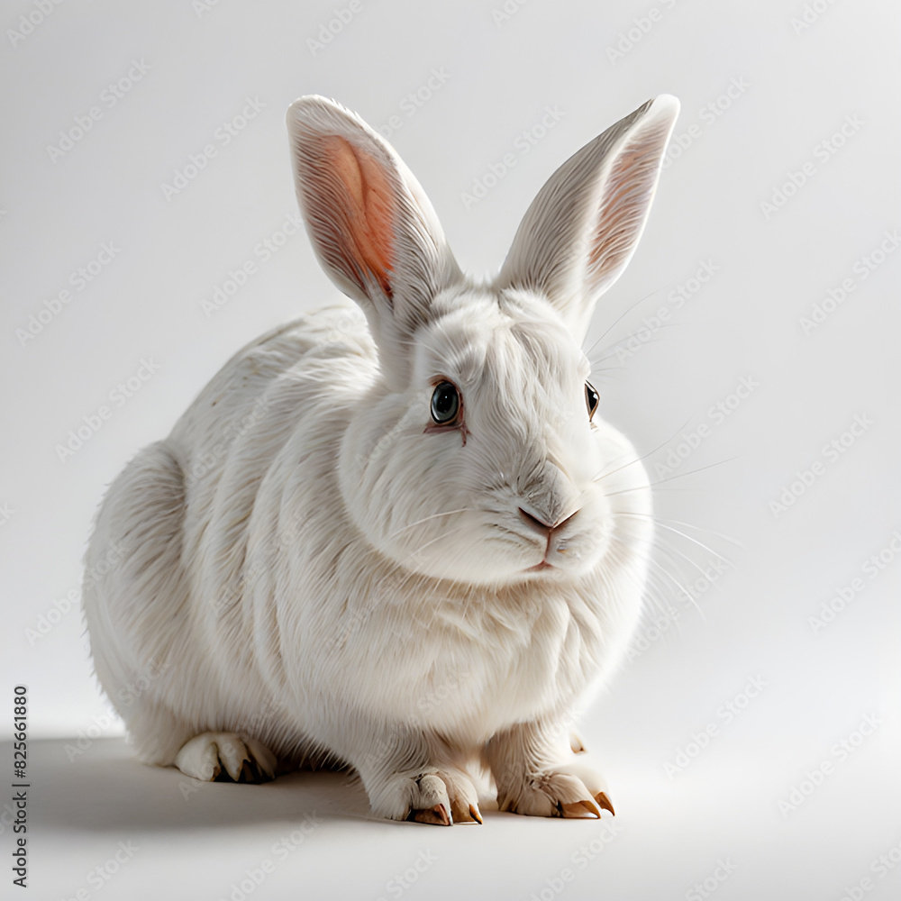 Obraz premium white rabbit on white background