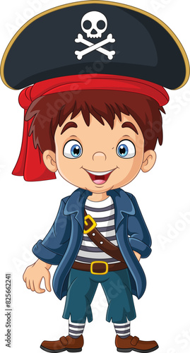 Cartoon smiling little pirate boy 