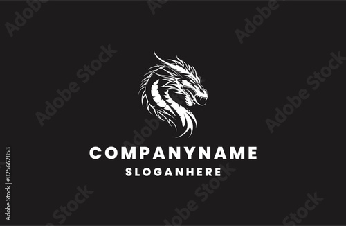 Dragon logo style icon design template flat vector