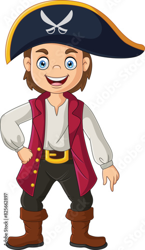 Cartoon smiling little pirate boy 
