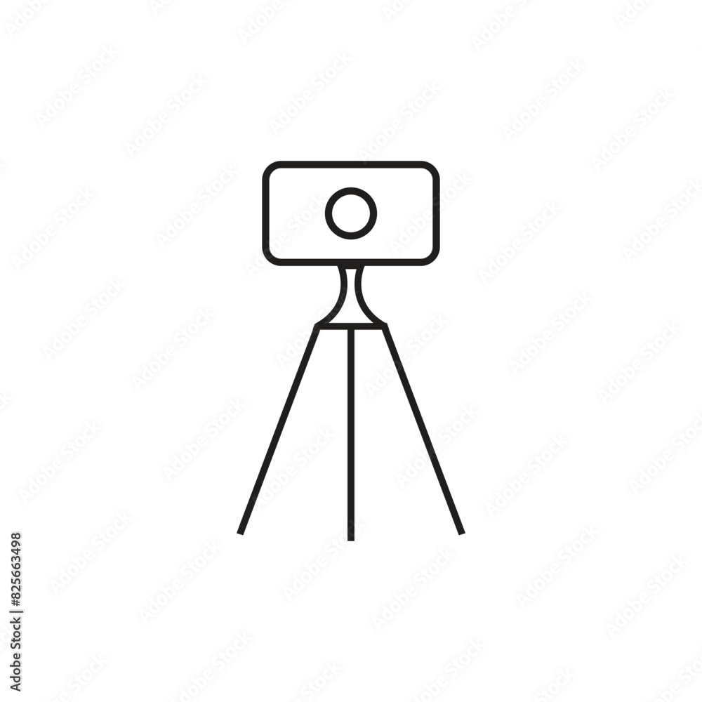Theodolite on tripod line icon. Flat style design isolated on white background. Theodolite on tripod line icon. Flat style design isolated on white background.