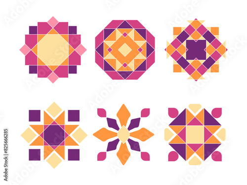 Arab pattern Islamic colorful shape ornament element design decoration beautiful tile style