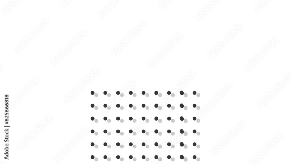 On a white background, a figure appears in different places in the form of dots with shadows. On a white background, a figure appears in different places in the form of dots with shadows.