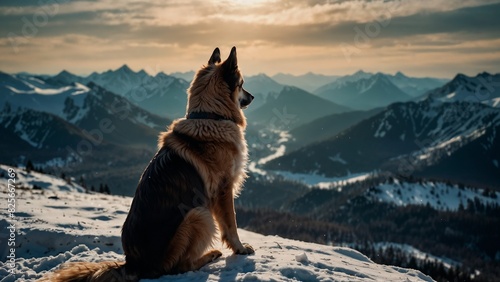 AI generated digital art of an dog in the mountains © Wirestock