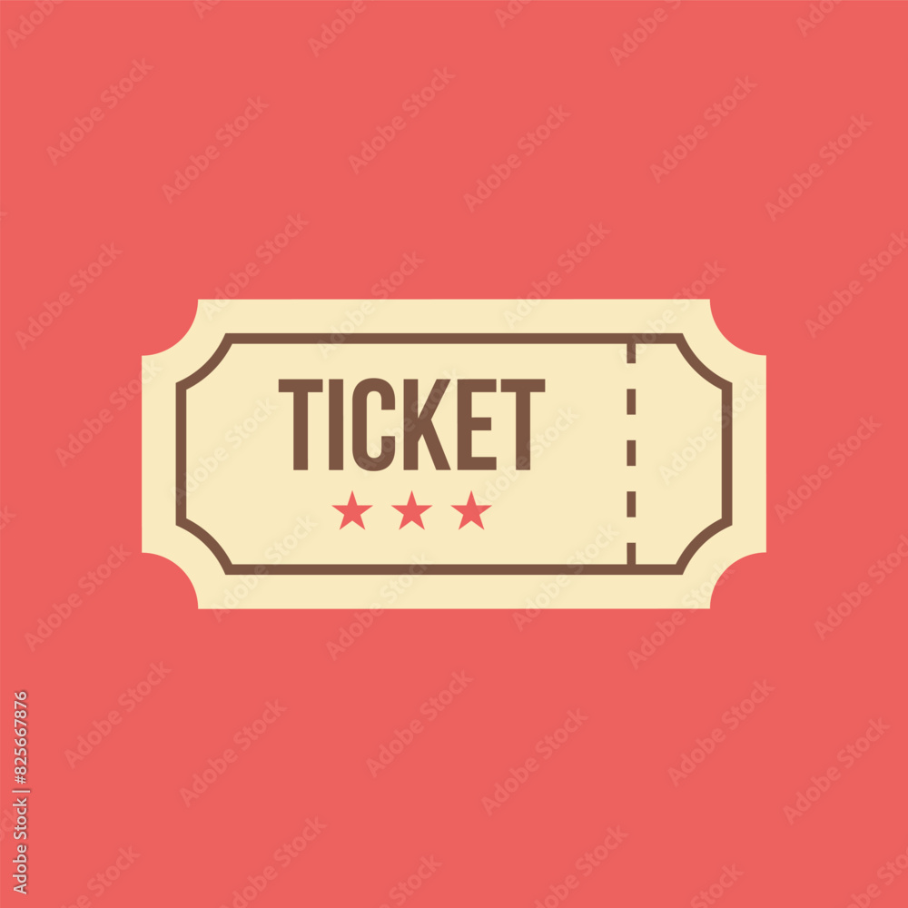 Ticket icon flat vector illustration. Ticket icon flat vector illustration.