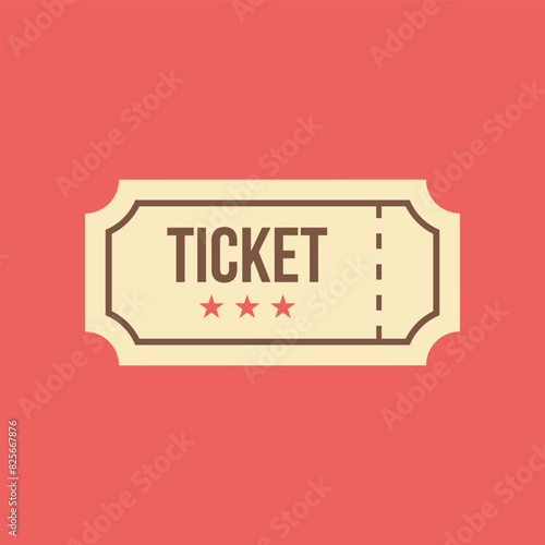 Ticket icon flat vector illustration.