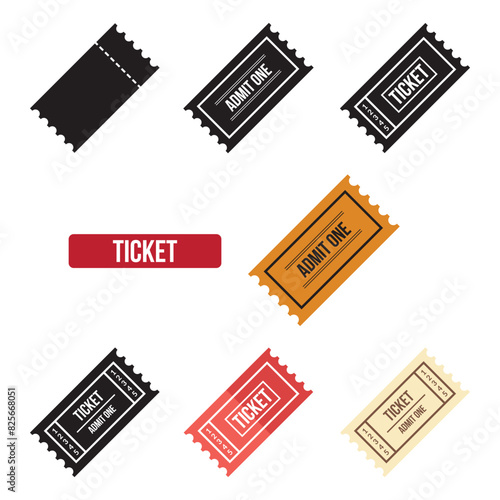 Flat Ticket icon set. symbol vector Illustration.