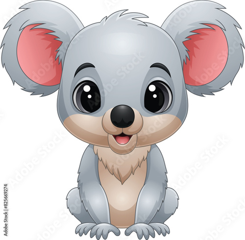 Cartoon funny little koala sitting