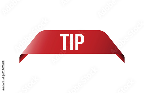Tip red ribbon label banner. Open available now sign or Tip tag.