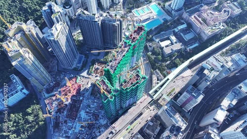 Land site formation and infrastructure construction work for Premium housing development in Wong Chuk Hang,Pok Fu Lam, Wah Fu , Aerial Drone fly skyview in Ap Lei Chau, Aberdeen , Shouson Hill  photo