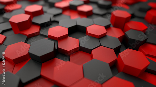 abstract background with black and red hexagon  modern 3d wallpaper  business background 