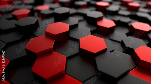 abstract background with black and red hexagon  modern 3d wallpaper  business background 