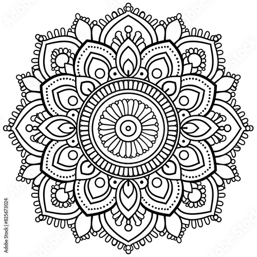 very simple, mandala pattern, black and white, in the style of clip art