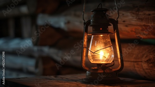 An oldfashioned oil lamp used to light the way on a dark night of ranch work.