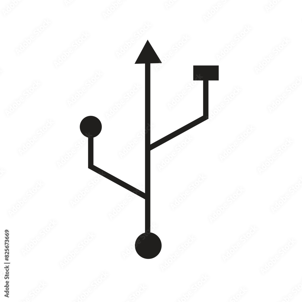 USB icon in flat style with background. USB icon in flat style with background.