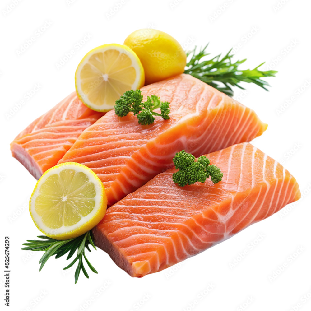 A sliced fresh salmon Isolated on transparent background A sliced fresh salmon Isolated on transparent background